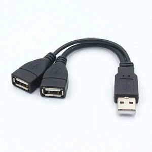 2Pack USB 2.0 Male To 2 Dual Female Jack Y Splitter Hub Power Cord Adapter Cable
